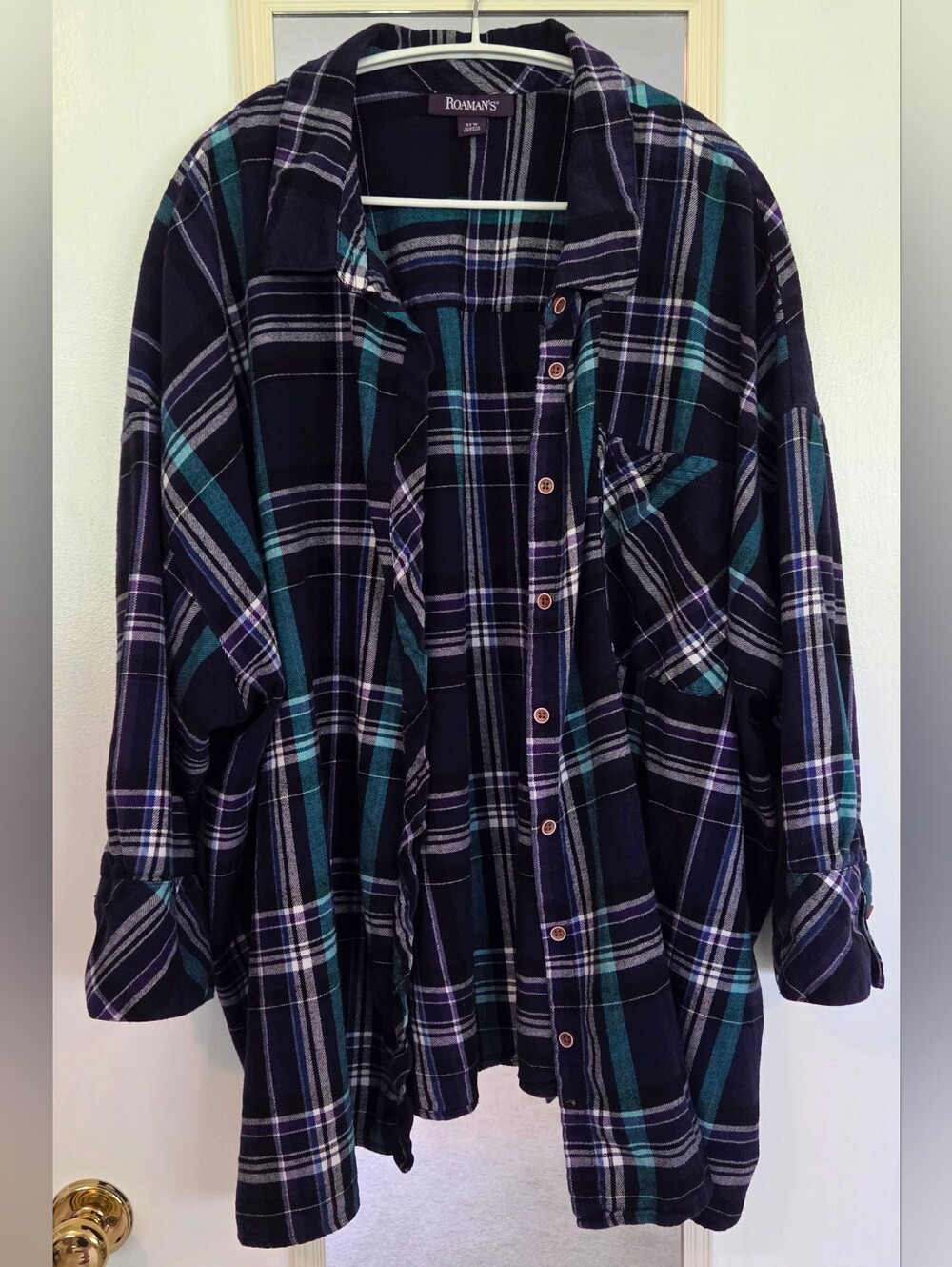Roaman's Women's Button Front Shirt With 3/4 Sleeves Plus Size 32W